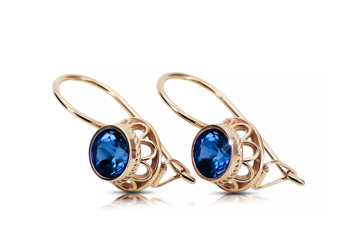 Vintage style Earrings Sapphire Original Vintage 14K Rose Gold vec117r Vintage style Earrings Sapphire Original Vintage 14K Rose Gold vec117r